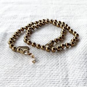 Vintage 1980s Kissaka Faux Pearl Necklace - Smokey Gold Tone - Estate Jewelry